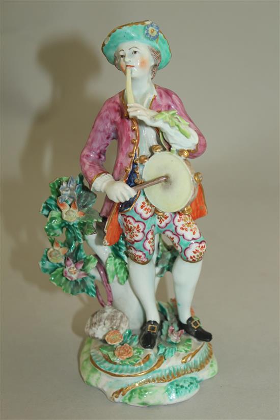 A Bow figure of a musician, c.1758, 19cm